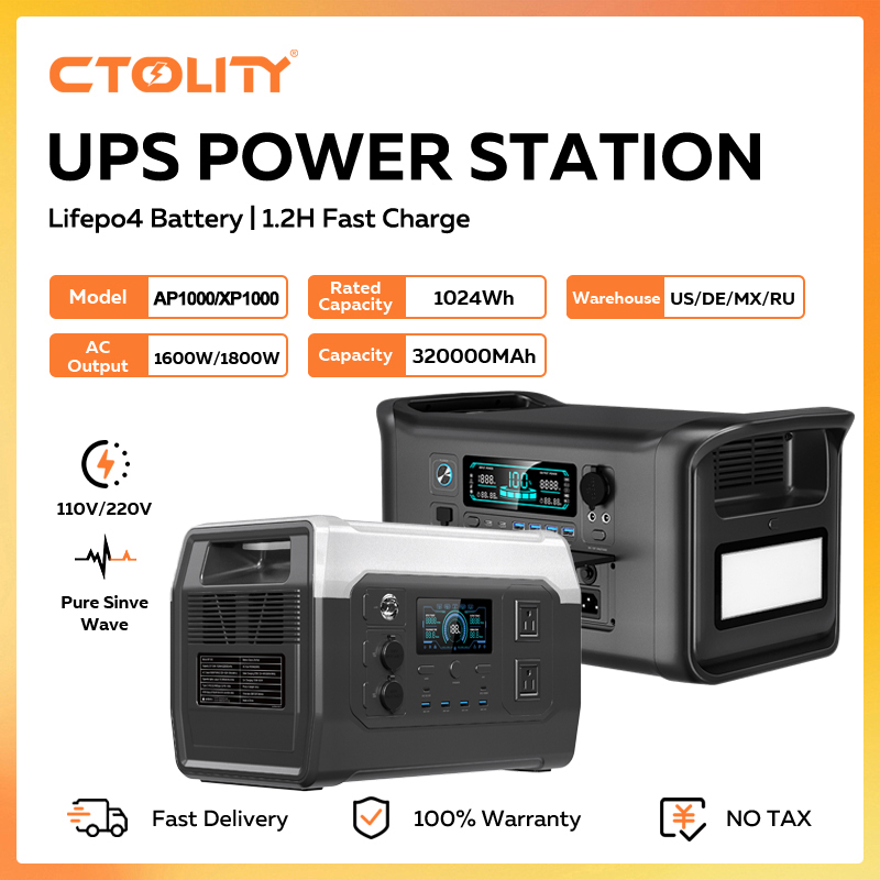 Outdoor Power Source - CTOLITY 1800W Portable Power Station 1024Wh