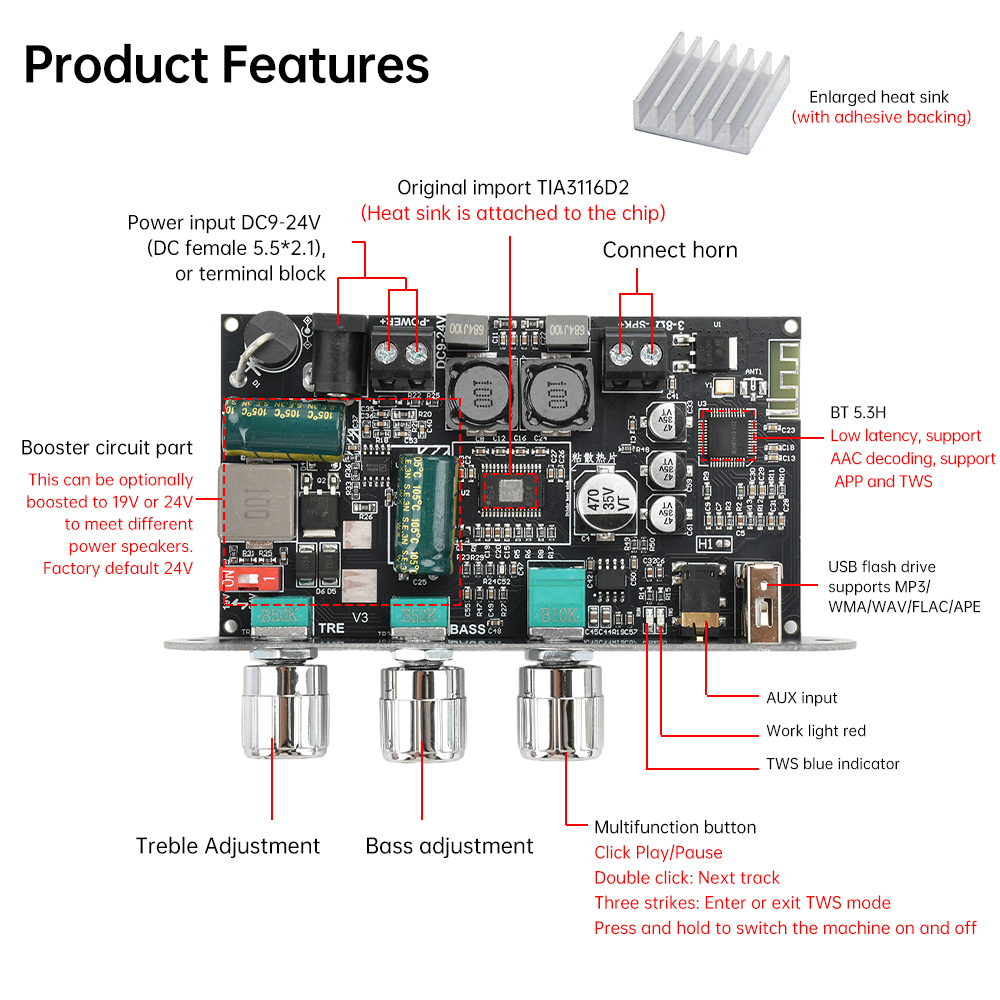 100W Mono Bluetooth 5.3 Amplif - огляд і ціна Outdoor Power Module